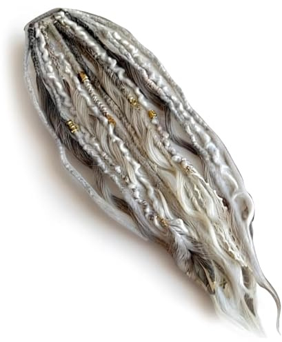 Coleta elástica con rastas, extensión de cabello con rastas estilo bohemio con cuentas, accesorio de coleta elástica fácil de colocar en un minuto para festivales, ligero (#C)