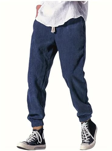 KHIRVWL Pantaloni Velluto Uomo Kirakuco Pantalone Giapponesi a Coste Largo Taglio Dritto Modello con Vita Jogging Streetwear Baggy Elasticizzati Elastica Pantaloni Casual Pantalone S-3XL