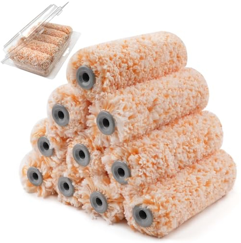 ROLLINGDOG Fundas de rodillo de pintura pequeñas de 10 cm, cubiertas de rodillo de microfibra para superficies lisas a semisisisas (paquete de 10)