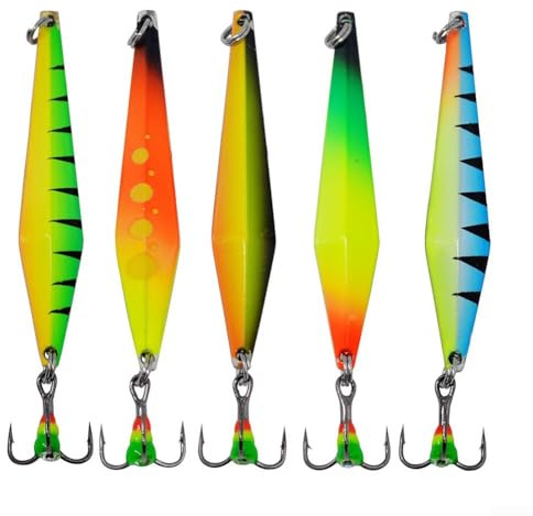 5.5 cm 5 g Ice Fishing Spoon Lure Set for Sea Bass – Metal Crankbait with Diamond Shape Design, Winter Fishing Bait for Russian Sea Bass