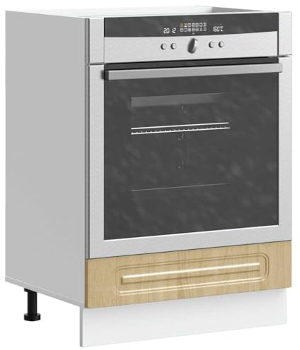 Keeushr Herdumbauschrank Kalmar Sonoma-Eiche Holzwerkstoff Aufbewahrungsschrank mit großem Staufach für Backofen und Mikrowelle Kücheneinrichtung mit verstellbaren Füßen