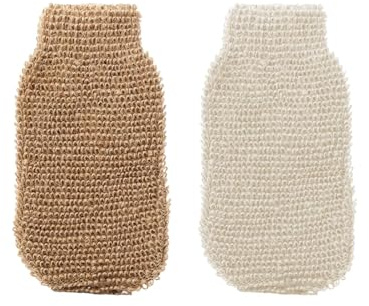 YIPFEN Guantes Exfoliantes 2 Unidades, Fibras Naturales Yute y Lino Algodón. Peeling Corporal Efectivo: Elimina Piel Muerta, Suaviza y Devuelve Luminosidad. Ideal para Ducha y Masaje SPA.