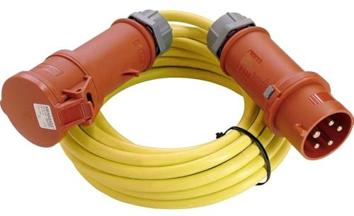 as - Schwabe Starkstrom Verlängerungskabel 25 m - Baustelle, Garten - IP44 | K35 AT-N07V3V3-F 5G2,5 - 400V/32A/6h/ca. 22kW - 5-polige, robuste CEE Verlängerung für Außenbereich - Made in Germany, 60723