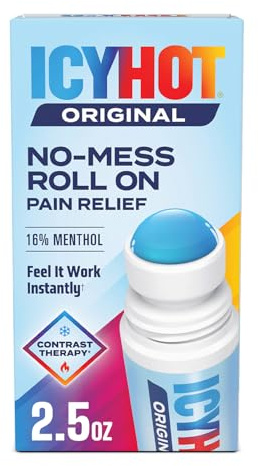 Icy Hot Original Pain Relief No-Mess Roll-On Applicator, Fast-Acting Pain Relief with Max Strength Menthol 16%, Contrast Therapy for Backaches, Joints, Muscle Strains and Arthritis, 2.5 oz