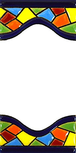 Écriteaux avec numéros et lettres. Carreaux de céramique polychromée, peints à la main dans technique corde sèche (cuerda seca) pour plaques avec numéros, noms, directions et signalisation. Un texte personnalisable. Dessin MOSAICO MEDIANO 10,9 cm x 5,4 cm. (ESPACE BLANC)