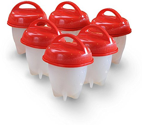 Cuoci-uova duro & morbido, senza BPA, antiaderente in silicone, per cuocere le uova senza guscio (confezione da 6)