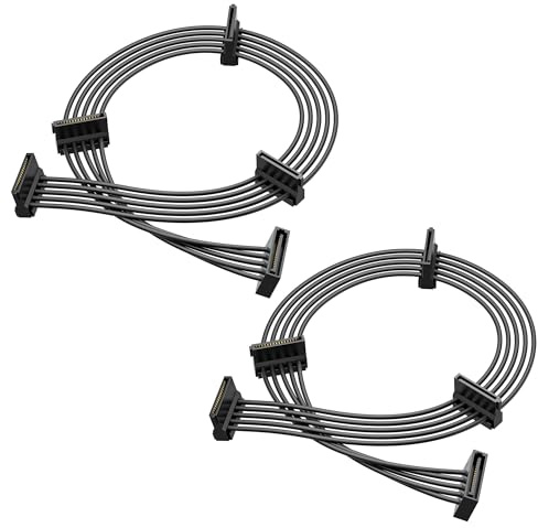 Cable Matters (2-pack) 15-stifts SATA till 4 SATA Power Splitter-kabel - 45 cm