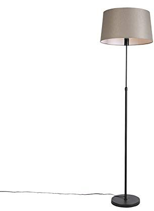 Qazqa country-rustic Stehleuchte mit Schirm, Stehlampe - Parte Fl - Taupe, max. 60W, Geeignet für LED, 173cm, Ideal als Flur, Schlafzimmerlampe und Wohnzimmerlampe