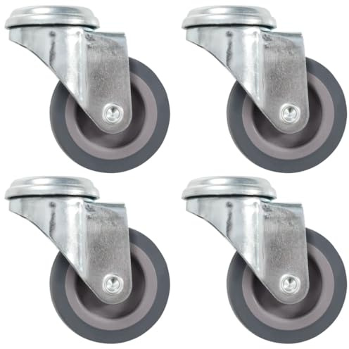 vidaXL 4x Ruedas Giratorias Agujero Pasador Accesorios Almacén Industria Manipulación Materiales Resistentes Superficie Suave Robustas Diametro 50mm