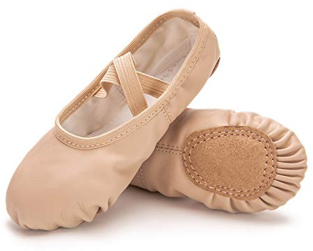 RoseMoli Ballet Shoes for Girls/Toddlers/Kids/Women, Leather Yoga Shoes/Ballet Slippers for Dancing 3.5 Big Kid Nude