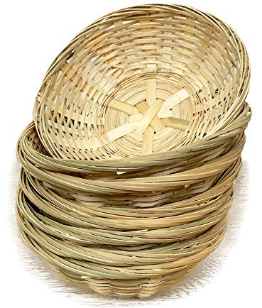 Sets Of Oval Round Woven Bamboo Fruit Snacks Bread Small Wicker Storage Gift Baskets 20cm (Round, 8)