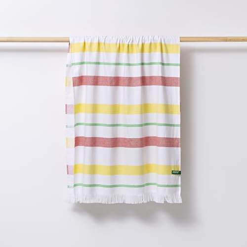 UNITED COLORS OF BENETTON, Hamman 80x165cm 350gsm 100% algodón Rosa/Amarillo Casa Benetton, Verde/Gris, 80x165