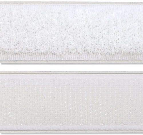 INTERDECO Pilzband und Flauschband selbstklebend, Klettband-Set aus Polyester, Polypropylen und Polyamid, Weiß, 20 mm breit, für Gardinen, Schiebegardinen und Raffrollos, Typ 5102009, 3 Meter