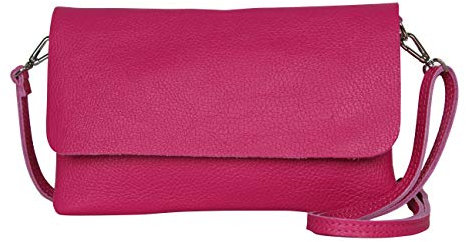 AmbraModa GLX11 Sac à bandoulière pochette pour femme en cuir véritable. Convient pour téléphones portables jusqu'à 7 (fuchsia)