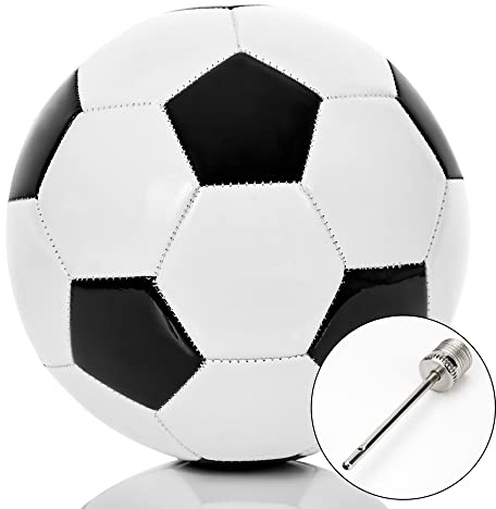 Fotbollstorlek 4, för barn och ungdomar 6–11 år, 330 g lätt, robust, för utomhusbruk, original svartvita, fotbollar i konstläder, utomhusleksaker, träningsboll barn (svart-vit, enkel)