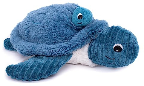 Les DÉGLINGOS PTIPOTOS by Savenou Schildkröte, Mama/Baby, blau, Plüsch, sehr weich, Geschenkidee zur Geburt, 29 cm