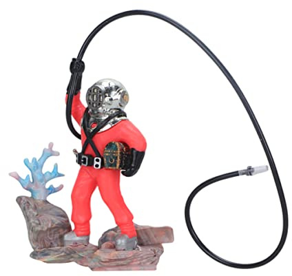 Hemobllo Fish Tank Props Desk Topper Aquarium Background Aquarium Ornaments Turtle Traps for Ponds Floating Scuba Diver for Fish Tank Decor Aquarium Resin Model Ornament Red Air Aerator