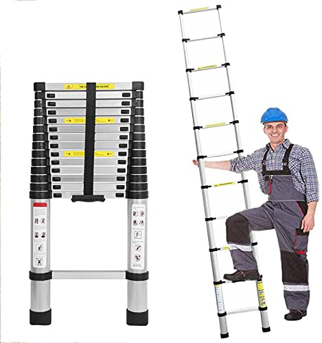Teleskopleiter 5m Klappleiter Aluminium Leiter, Ausziehbar Schiebeleiter, Rutschfester Aluleiter Mehrzweckleiter Ausziehleiter, 150kg Tragkraft, EN131