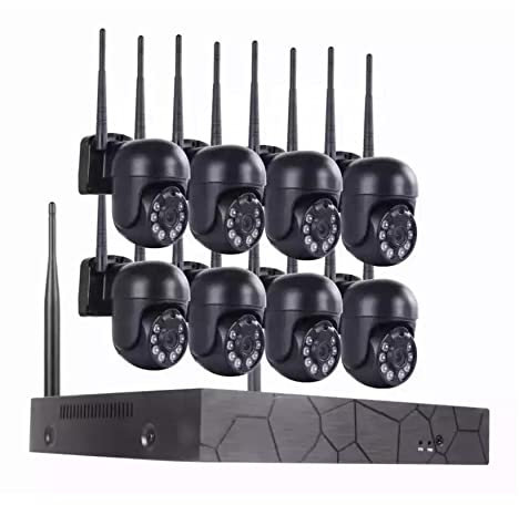 3MP PTZ WIFI Security Camera Kit, WIFI Wireless NVR Camera System for Home with Two-Way Audio, Color Night Vision, Human Detection, Auto Tracking (8CH)