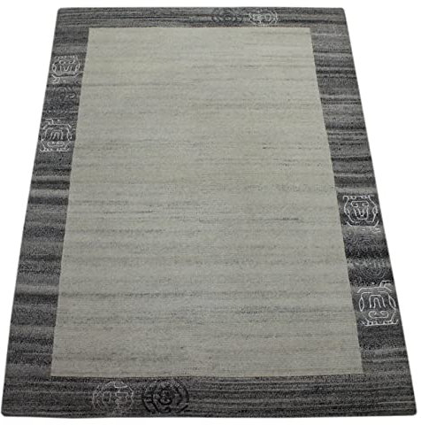 Nepal Teppich Handgeknüpft Grau Beige 100% Wolle Orientteppich 164x219 cm N8
