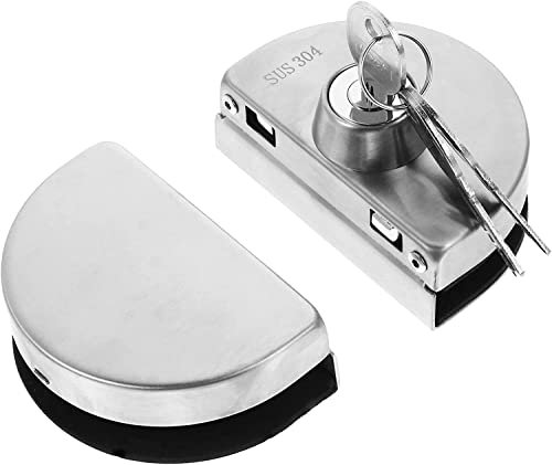 Serrure de porte Boulon de porte, serrure à loquet tournant, loquet à pêne, moraillon de serrure de porte à pêne coulissant, serrure de porte en verre Porte en verre en acier inoxydable sans perçage S