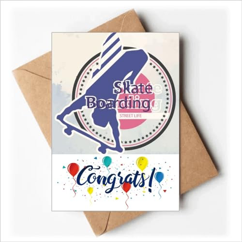 Sport Skate Boarding Aquarell Illustration Hochzeit Karten Glückwunsch Gruß Umschläge