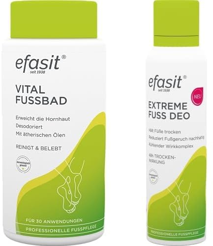 Duo für wohlriechende Füße: efasit Vital Fußbad & efasit Extreme Fuß Deo desodoriert mit 48h Wirkung