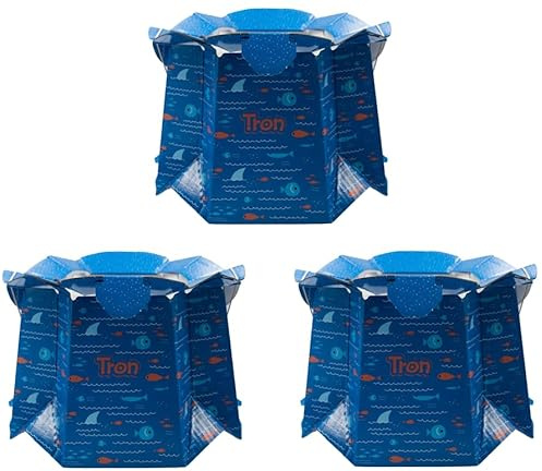 Hippychick Tron Töpfchen, Reisekrankheit, Wegwerfpackungen für Kinder bis zu 30 kg, Einweg, faltbar, tragbar, auslaufsicher, umweltfreundlich, Töpfchentraining, 3er-Pack, Fisch
