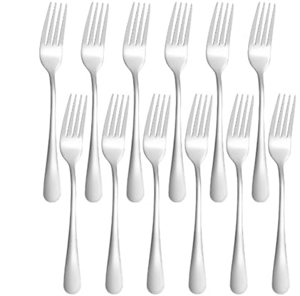 Forks Set of 12 Piece Stainless Steel Dinner Forks Table Forks Mirror Polishing Cutlery Forks Set Cake Forks Dessert Forks for Home Kitchen & Restaurant