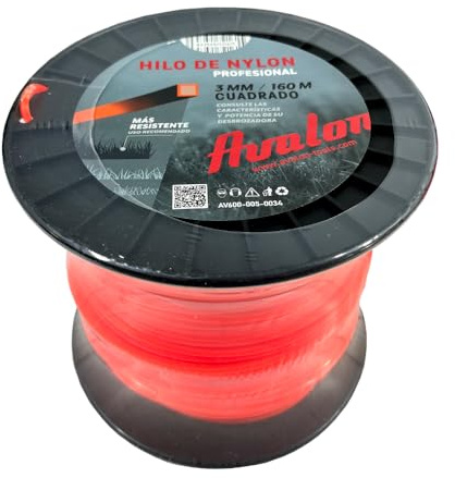 Avalon - Hilo Cuadrado de Nylon Universal para Desbrozadora y Cortacésped (4,5 mm x 70 m)