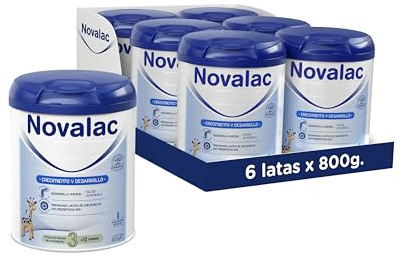 Novalac 3 - Leche en Polvo Infantil, para el Crecimiento, Apoya el Desarrollo Visual y Óseo, con Vitaminas y Minerales, Fórmula Elaborada con Pediatras, Niños de 1-3 Años - 6 x 800 g
