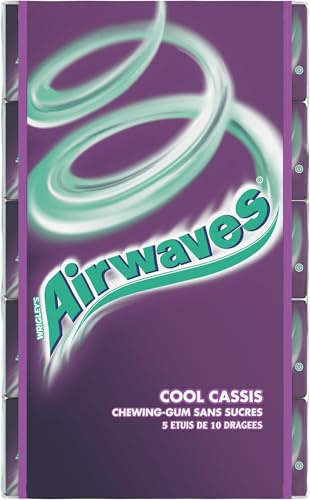 AIRWAVES - Chewing-gum goût Cassis sans sucres - 25 paquets de 10 dragées - 70g
