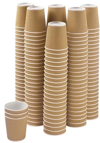 KAV Lot de 25 gobelets en papier kraft triple couche isolés à emporter - Gobelets jetables pour thé, café, cappuccino, boissons, boissons chaudes et froides - 237 ml