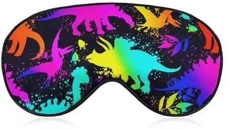 Schlafmaske für die Nacht, weicher BlockLight-Augenschutz, bequeme Schlaf-Augenmaske für Yoga-Nickerchen im Flugzeug, Reisen, kompatibel mit coolen Neon-Dinosauriern