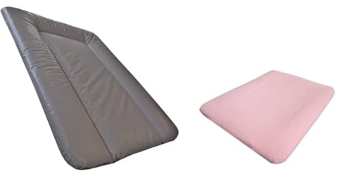 Steff - Set - Wickelauflage - 70x50 cm - Taupe + Wickelauflagenbezug - Rosa - Qualitätssiegel OEKO-TEX Standard 100