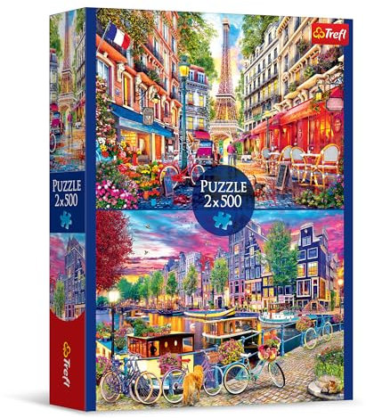 Trefl – Puzzle 2in1: Europäische Hauptstädte - 2 x 500 Teile - Set aus Zwei Puzzles, DIY, kreative Unterhaltung, für Erwachsene und Kinder ab 10 Jahren