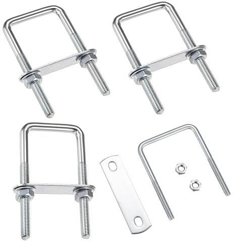 4 Piezas M8 U-Pernos, Forma de U Tuercas Pernos con Tuercas Placa de Marco, Perno en Forma de U, M8 Tornillos en U, U Pernos, Tornillos en U, Pernos U Cuadrados para Tubería (40 x 100 mm)