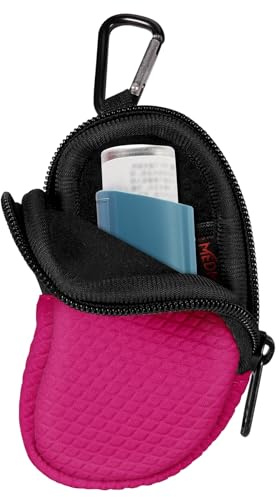 MEDMAX Custodia in neoprene per Inalatore per Asma, Leggera Protettiva Porta Borsa da Viaggio con Moschettone, Inalatore non incluso (Solo Custodia), (Rosa rossa)