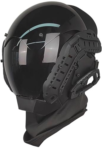 Cyberpunk-Maske mit Führungsschiene, futuristische Maske, PC, dekorative Punk-Maske mit Gesichtsmaske, Cyber-Maske für Cosplay, Party, Halloween, Musikfestival, Punk-Maske, Cyber-Maske, futuristische