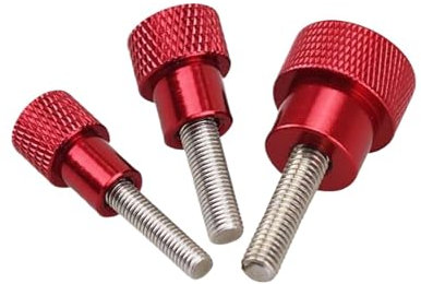 WMYOZDC Handgriffknopfschrauben aus Aluminiumlegierung + Rändelschraube aus Edelstahl, roter Griff, Stufenschraube M3, M4, M5, M6, M8, M10, 1 Stück(Red,M4x10-D12x12)