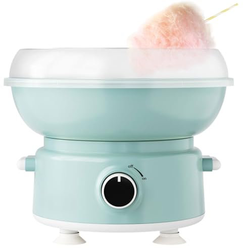 FAcoLL Macchina per Zucchero Filato, Macchina per Zucchero Filato con Riscaldamento Elettrico da 400 W con Ciotola antispruzzo, Pallet di Grande Diametro 250 mm, per Regali di Compleanno Bambini Blue