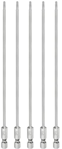 sourcing map 5 brocas Torx de seguridad T8 de 1/4 pulgadas de vástago hexagonal de 8 pulgadas de largo, acero S2 magnético resistente a manipulaciones, puntas de estrella Torx con agujero para brocas