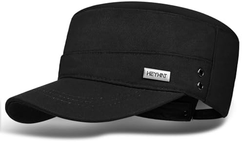 BSBUY Military Style Hut Unisex Freizeit Army Cap Herren Damen 100% Baumwolle Einstellbare Kappe Sommer mit Schirm Plain Flat Cadet Baseball Cap Armee Hut Retro Painter Sailor für Outdoor (Schwarz)