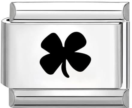 Quiges - 9 mm Style italien - Module à maillons en acier inoxydable - Oxyde de zirconium bleu - Pour bracelets de style italien, taille unique, Acier inoxydable, Pas de gemme