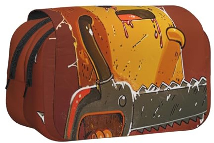 JKLQWC Cute Crying Chainsaw Prints Pencil Case for Kids Men Women, Two Layers Large Capacity Pencil Pouch Makeup Bag Organizer for Office School Travel