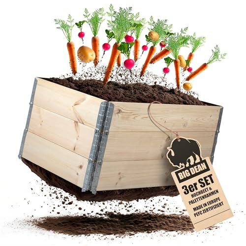 Lot de 3 parterres surélevés pour jardin - En bois - 120 x 80 cm