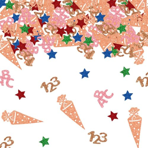 ZORVIJI 100 Stück Einschulung Konfetti Glitzer Bunt Streudeko Schultüte Tischdeko Deko für Schulanfang Mädchen Jungen (rosa)
