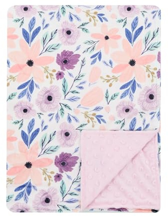 Vollmic Babybettwäsche Flanell Nerzdecke Unisex Baby Plüsch Decke mit gepunkteter Rückseite (lila und rosa)