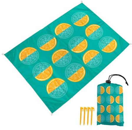 DOTBUY-SHOP Stranddecke Groß, Stranddecke Sandfrei, Picknickdecke Wasserdicht, Tragbare Strandmatte, Schnelltrocknend Outdoor Picknickmatte für Wandern Camping Tropisch (Zitrone,180x200cm)