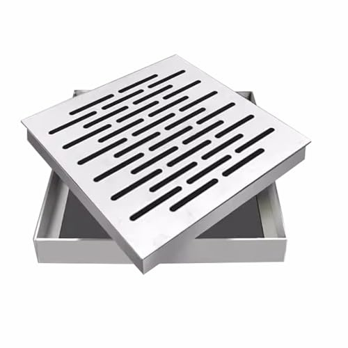LIKANGLONGJU Tapa Desague Terraza de Exterior, Rejilla Desague Terraza Empotrada, Acero Inoxidable, Apta para Cocina, Calle，Baño(20x20cm/8x8in)